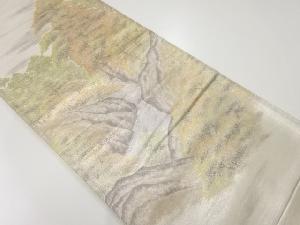 アンティーク　浅山織物製　樹木風景模様織出し袋帯（材料）